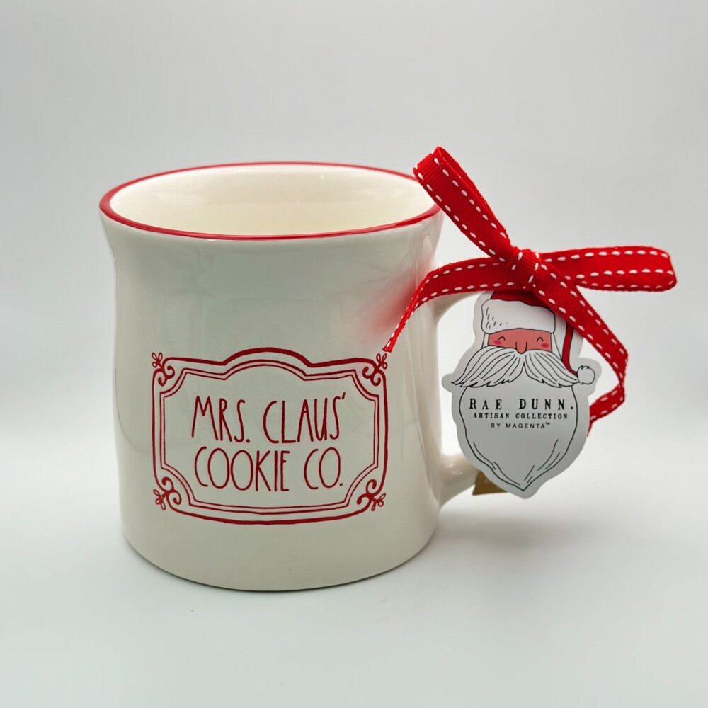 Mrs Claus Cookie Co mug by Rae Dunn | Christmas coffee mug | Red and White mug